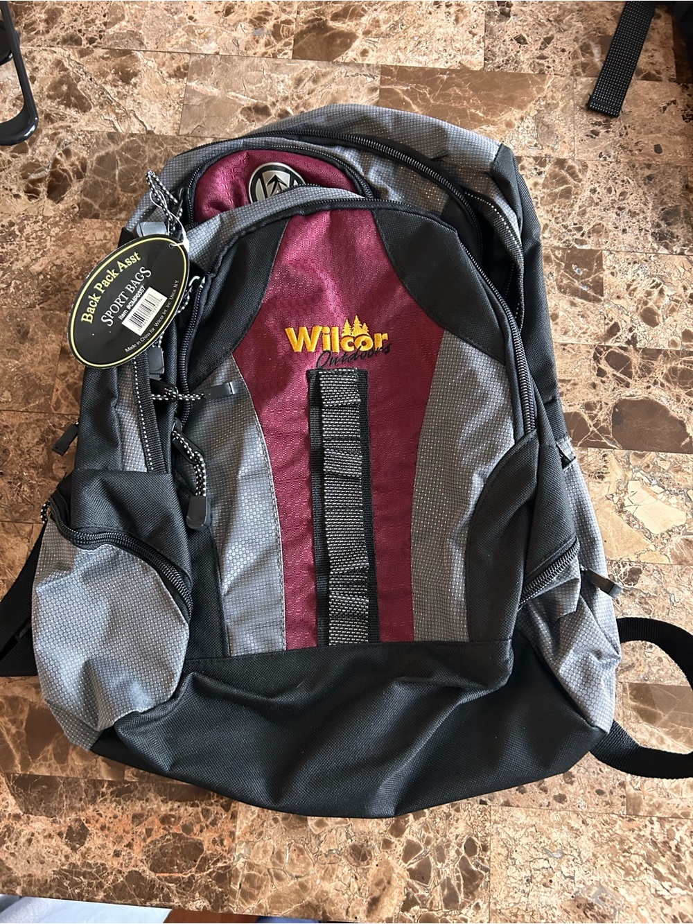 Men's Burgundy and Gray Everyday Backpack